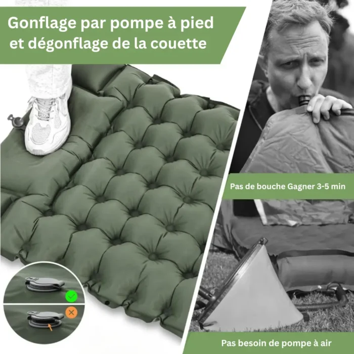 Matelas Gonflable 1 Personne Vert Clair – Image 4