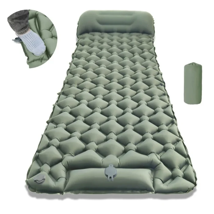 Matelas Gonflable 1 Personne Vert Clair – Image 2